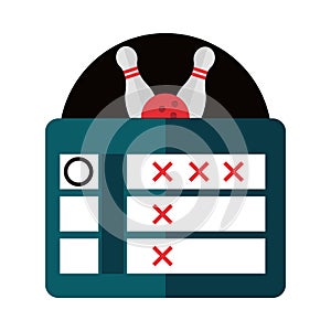 Bowling score board tournament game recreational sport flat icon design