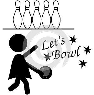 Bowling Silhouette player start to bowl