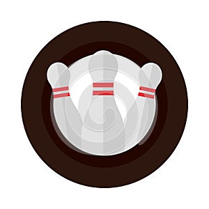 Bowling skittles black circle game recreational sport block flat icon design