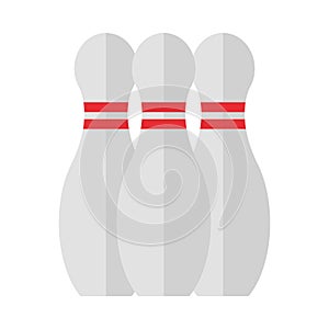 Bowling skittles with red stripes game recreational sport flat icon design