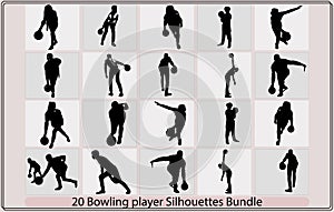 Bowling Sport Players Men and Women Pose Cartoon Graphic Vector,illustration of man playing bowling,bowling people silhouettes