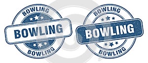 Bowling stamp. bowling label. round grunge sign