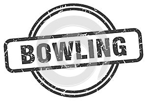 bowling stamp. bowling round grunge sign.