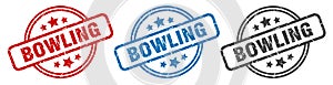 bowling stamp. bowling round isolated sign.