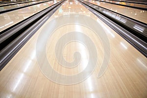 Bowling street wooden floor perspective