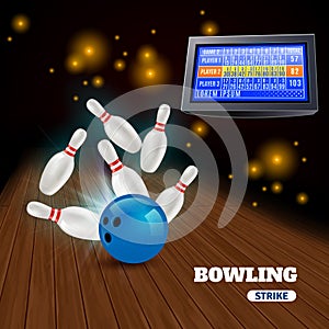 Bowling Strike 3D Illustration