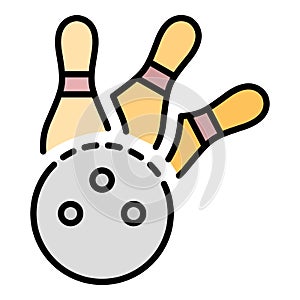 Bowling strike icon color outline vector