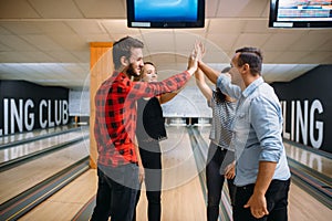 Bowling team joined hands before the competition