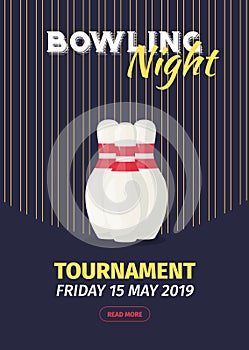 Bowling Tournament Poster Invitation Vector Illustration