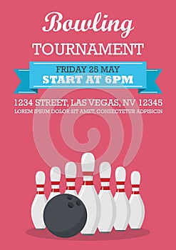 Bowling tournament poster vector illustration