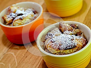 Bowls Of Baked Bread Pudding