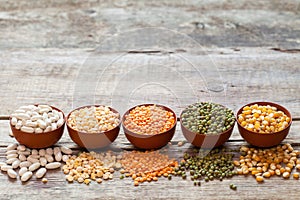 Bowls of cereal grains