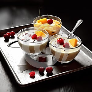 bowls filled to the brim with a medley of fresh fruits and creamy Greek yogurt