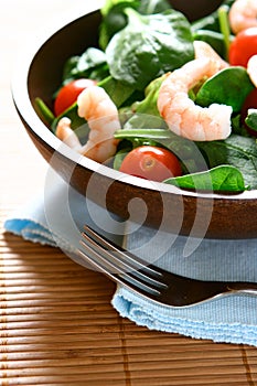 Bowls of fresh prawn salad