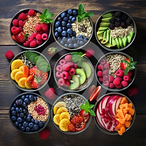 bowls of fruits and vegetable fresh food healty lifestyle