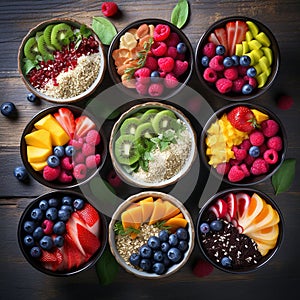 bowls of fruits and vegetable fresh food healty lifestyle