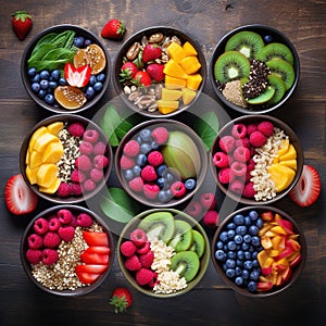 bowls of fruits and vegetable fresh food healty lifestyle