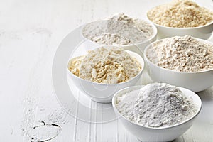 Bowls of gluten free flour