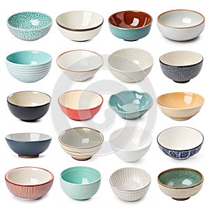 Bowls isolated on white background
