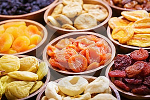 bowls of mixed dried fruits