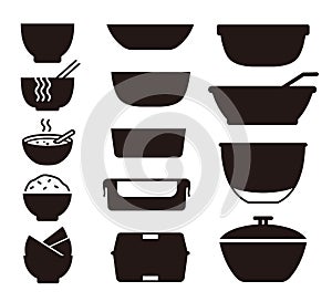 Bowls and plates icon set vector illustration