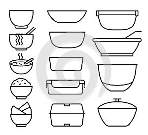 Bowls and plates icon set vector illustration