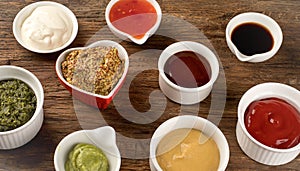 Bowls of various sauces
