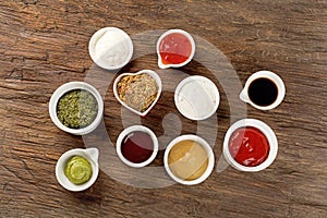 Bowls of various sauces