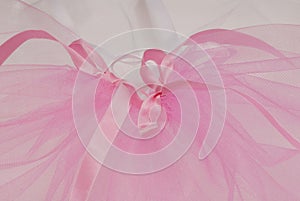 Bows and bridal veil, pink and white kapron veil