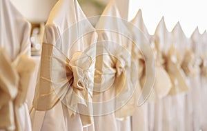 Bows on chair in weeding reception