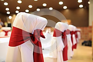 Bows on chair in weeding reception