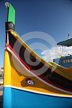 Bows of Maltese Luzzu fishing boat