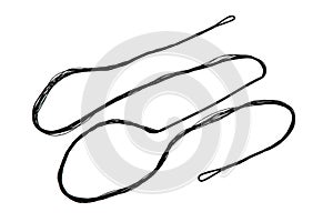 Bowstring for a bow or crossbow. Tightly woven nylon threads into one string. Isolate on a white back photo