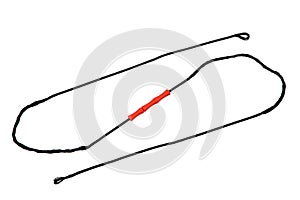 Bowstring for a bow or crossbow. Tightly woven nylon threads into one string. Isolate on a white back photo