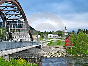 Bowstring Tied-Arch Bridge over the Glomma River at Alvdal, Norway