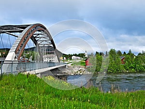 Bowstring Tied-Arch Bridge over the Glomma River at Alvdal, Norway