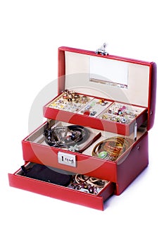 Box with accessories and jewelry