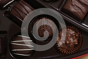 Box of Assorted Chocolate Candies For Gift Close up