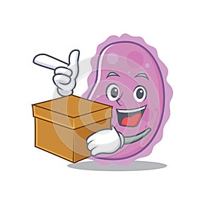 With box bacteria character cartoon style