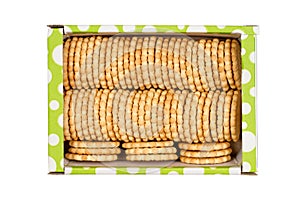 Box of biscuits. Packaging biscuits on a white background.
