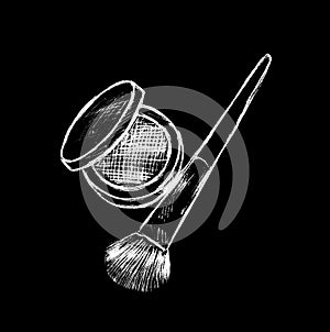 A box with blush and a makeup brush - graphic image