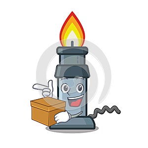 With box bunsen burner in the mascot shape