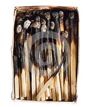 box of burned matches