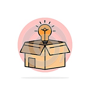 Box, Business, Idea, Solution, Bulb Abstract Circle Background Flat color Icon