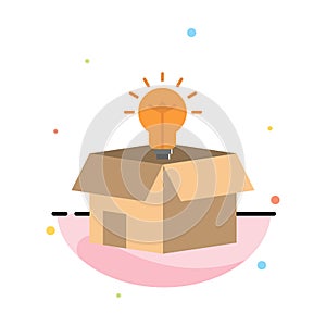 Box, Business, Idea, Solution, Bulb Abstract Flat Color Icon Template
