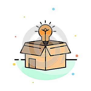 Box, Business, Idea, Solution, Bulb Abstract Flat Color Icon Template