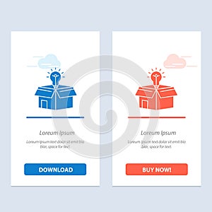 Box, Business, Idea, Solution, Bulb  Blue and Red Download and Buy Now web Widget Card Template