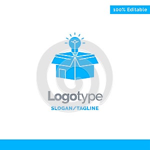 Box, Business, Idea, Solution, Bulb Blue Solid Logo Template. Place for Tagline