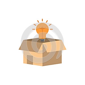 Box, Business, Idea, Solution, Bulb  Flat Color Icon. Vector icon banner Template