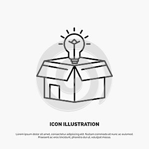 Box, Business, Idea, Solution, Bulb Line Icon Vector